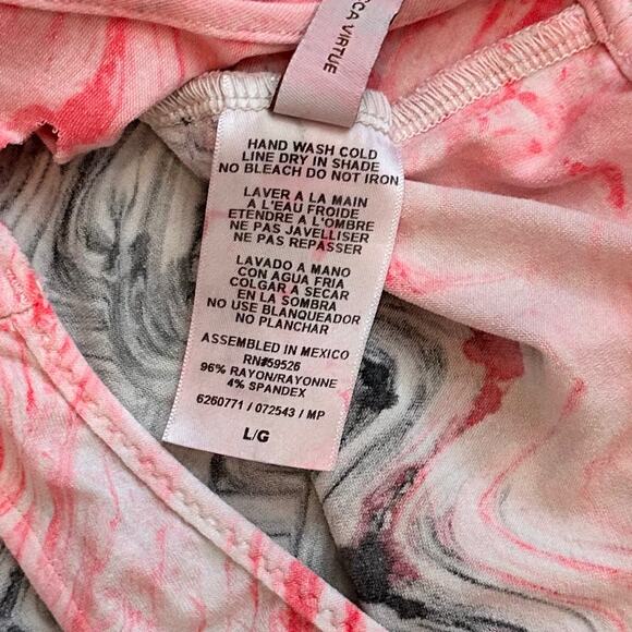 Becca Tie Dye Pink Swirl Lattice Back Cover Up Dress SZ L $78 - Picture 13 of 14